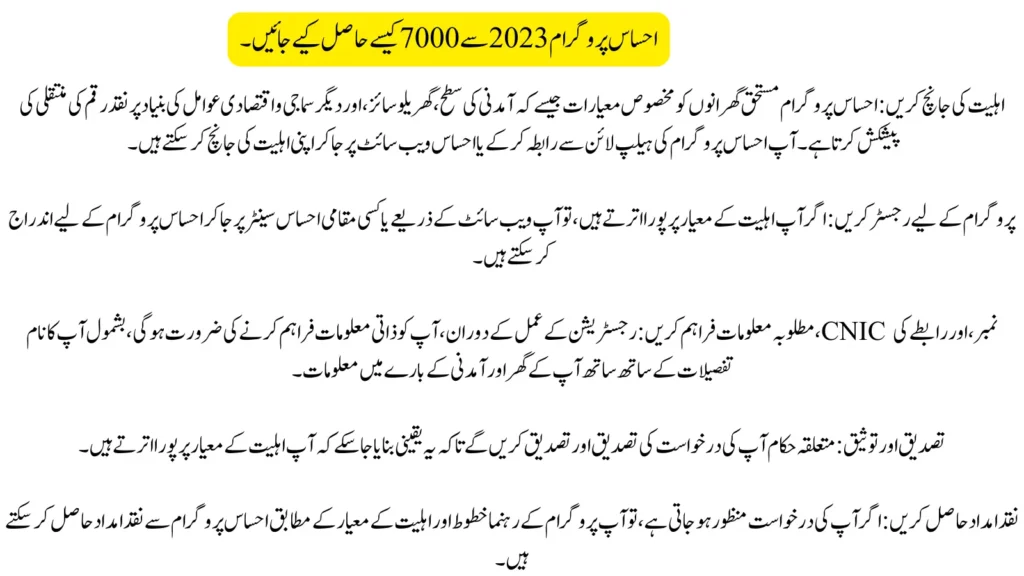 How to get 7000 from the Ehsaas program 2023